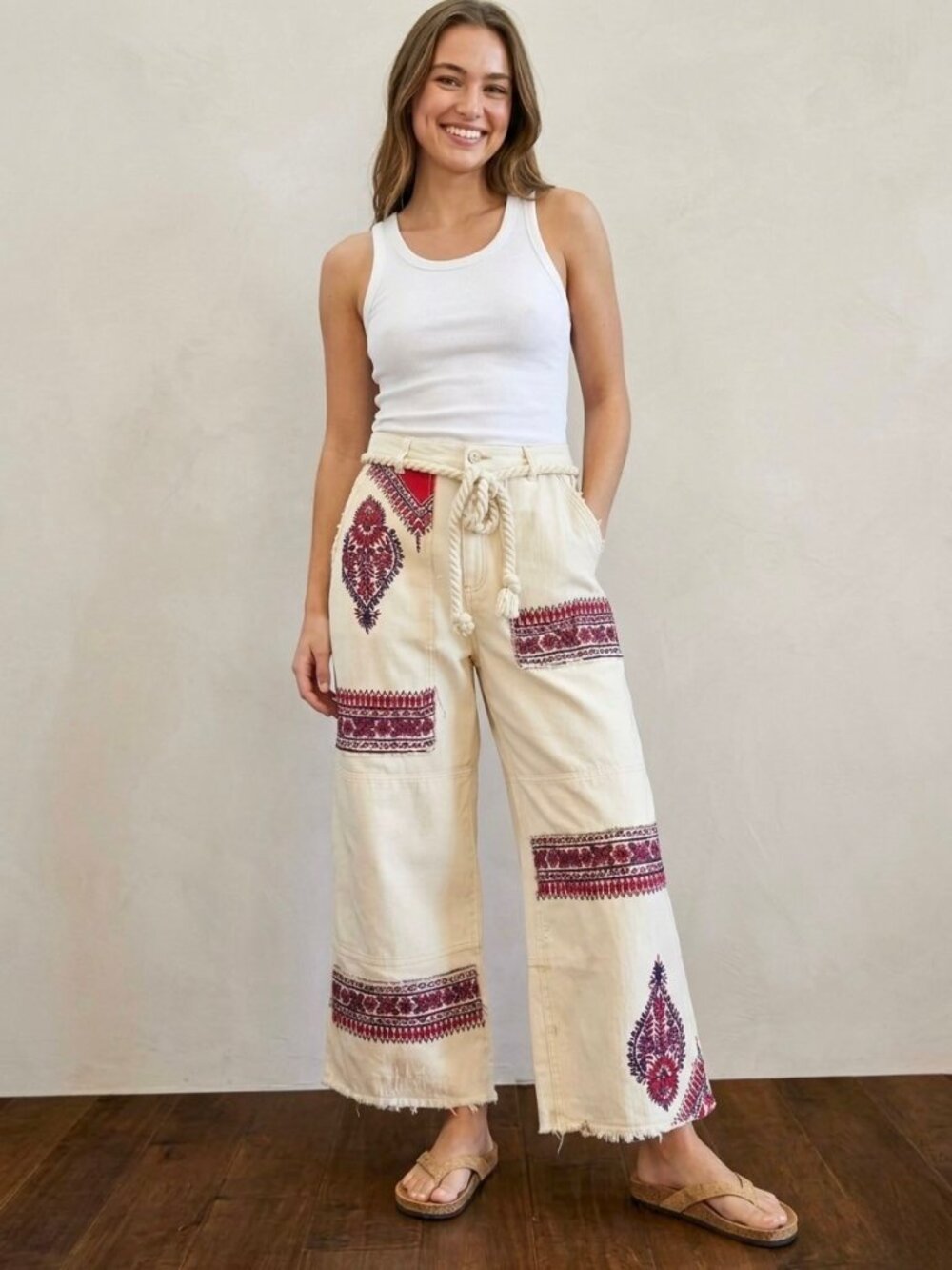 Free People Pasadena High Rise Patchwork Pants